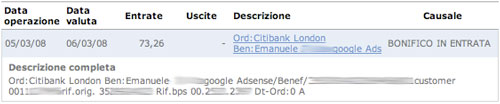Google AdSense - Pagamento EFT