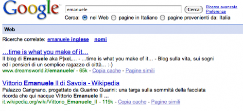 Emanuele - Google Search Rank
