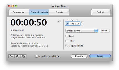 Interfaccia Apimac Timer