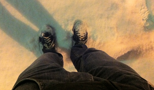 Piedi Emanuele sulla neve