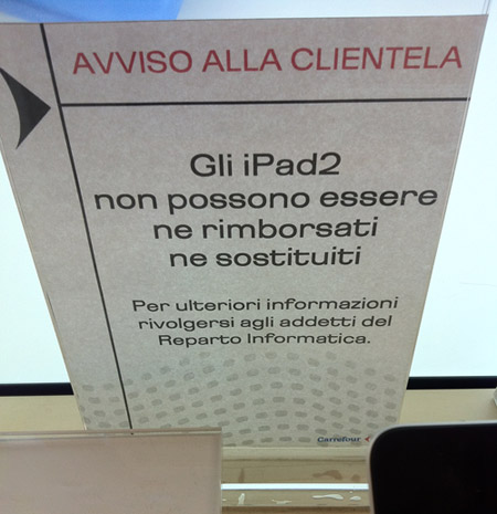 Carrefour e iPad2 - diritto di recesso negato