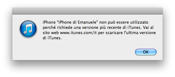 Errore iTunes con iOS 9.3